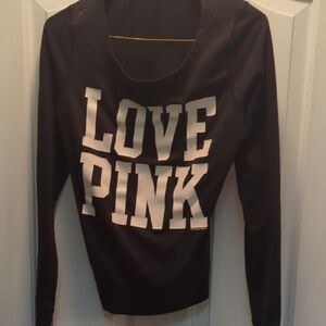 PINK Victoria's Secret Black Long Sleeve with White Print